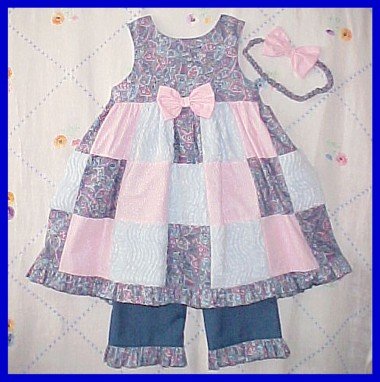 4T 4 Spring Summer ROSE PATCHWORK CHENILLE Boutique SUNDRESS DRESS Set Girls Toddler