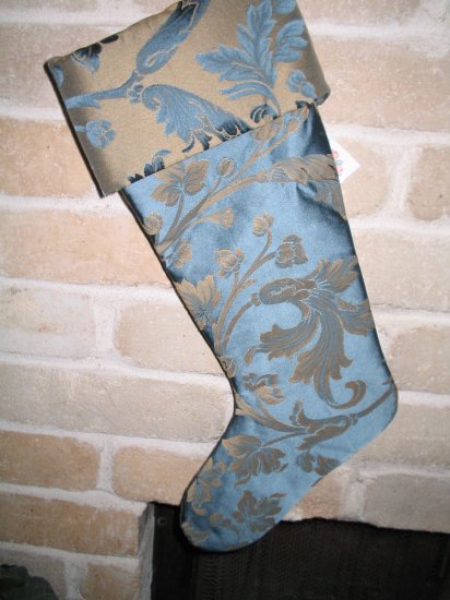 Blue & Gold Satin Christmas Stocking **JUST REDUCED HALF PRICE**