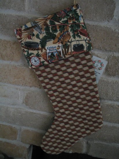 Hunting, Fishing, Camping Christmas Stocking for Man- One of a Kind- **JUST REDUCED HALF PRICE**