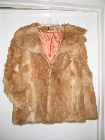 Rare Unique Apricot colored Real Ladies Rabbit Fur Coat REDUCED $10