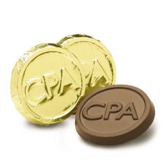 CPA Engraved Milk Chocolate Coins case of 250 Corporate Tradeshow Promotion Giveaways