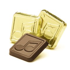 Musical Note Engraved Dark Chocolate Squares case of 250 Corporate Tradeshow Promotion Giveaways