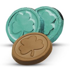 St. Patrick's Shamrock Engraved Milk Chocolate Coins case of 250 Tradeshow Promotion Giveaways