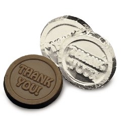 Thank You Engraved Dark Chocolate Coins case of 250 Corporate Tradeshow Promotion Giveaways