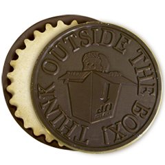 50 THINK OUTSIDE THE BOX Engraved Chocolate Covered Cookies Corporate Tradeshow Giveaways