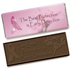 50 Breast Cancer Awareness Engraved Dark Chocolate Bars for Clients or Tradeshow Give-a-ways