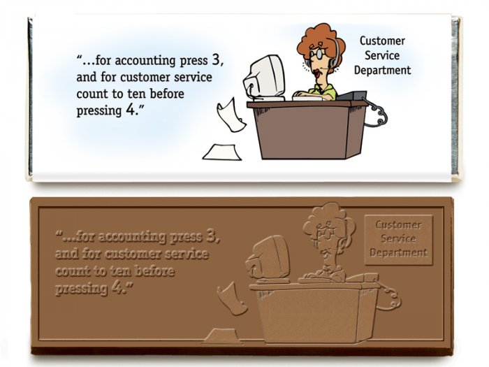 50 Customer Service Engraved Milk Chocolate Bars for Clients or Employee Incentives