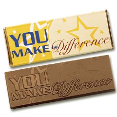50 You Make The Difference Engraved Milk Chocolate Bars for Clients or Employee Incentives