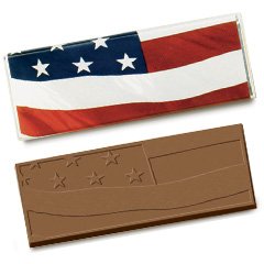50 Stars and Stripes Flag Engraved Milk Chocolate Bars for Clients or Tradshow Give-a-ways