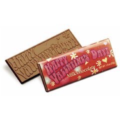 50 Happy Valentines Day Engraved Milk Chocolate Bars for Clients or Tradshow Give-a-ways