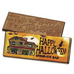 50 Happy Halloween Engraved Milk Chocolate Bars for Clients or Party Guests