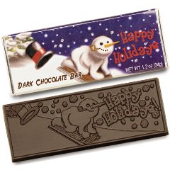 50 Happy Holidays Engraved Dark Chocolate Bars for Clients or Party Guests