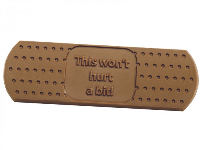 50 Bandage "This won't hurt a bit" Engraved Chocolate Bars for Clients and Patients ON SALE #300301