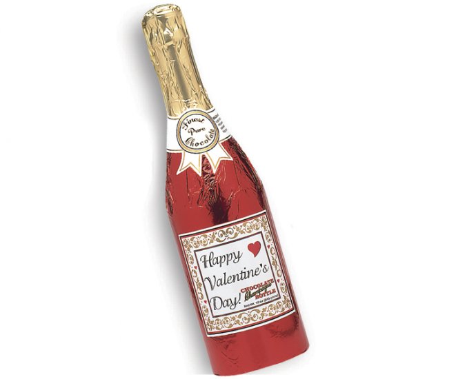 Case of 4 Valentines Chocolate Champagne Bottles Full Size