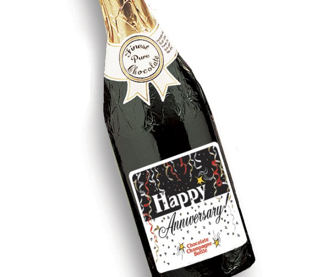 HAPPY ANNIVERSARY Chocolate Champagne Bottles Full Size