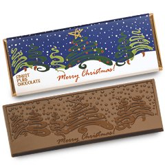 50 MERRY CHRISTMAS Engraved Milk Chocolate Bars for Clients or Party Guests