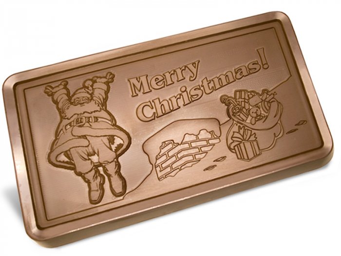 Big Belgian MERRY CHRISTMAS 5 lb. Milk Chocolate Bar Engraved for Clients or as a Gift