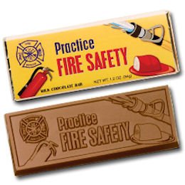 50 FIRE SAFETY Engraved Milk Chocolate Bars for Clients or Tradeshow Give-a-ways
