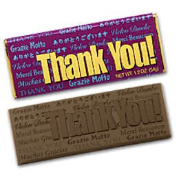 50 Thank You Engraved Dark Chocolate Bars for Clients, Employees and Tradeshow Give a ways