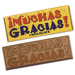 50 Muchas Gracias Engraved Milk Chocolate Bars for Employees, Clients, and Tradeshow Give a ways