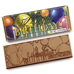 50 Happy Birthday Engraved Milk Chocolate Bars for Party Guests or Employees