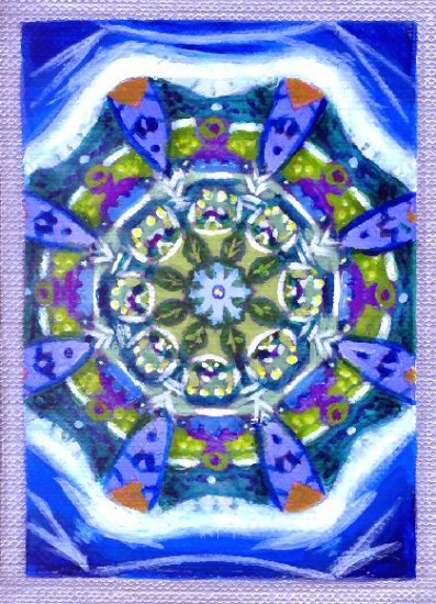 Mandala #002 / ACEO Original Acrylic Painting by R.J.