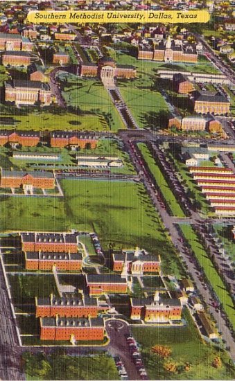 Southern Methodist University in Dallas Texas TX, Mid Century Linen Postcard - 3491