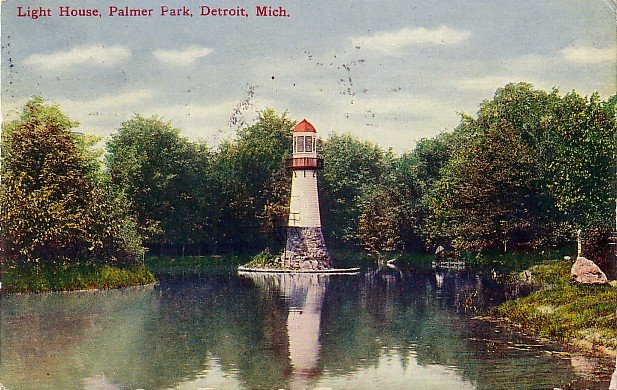 Light House in Palmer Park at Detroit Michigan MI, 1910 Vintage Postcard - 3560
