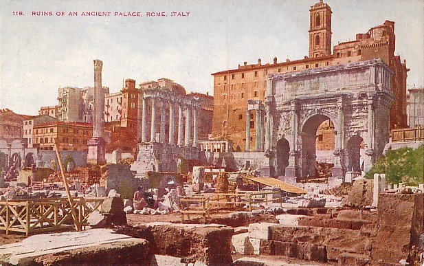 Ruins of an Ancient Palace in Rome Italy, Vintage Postcard - 3562