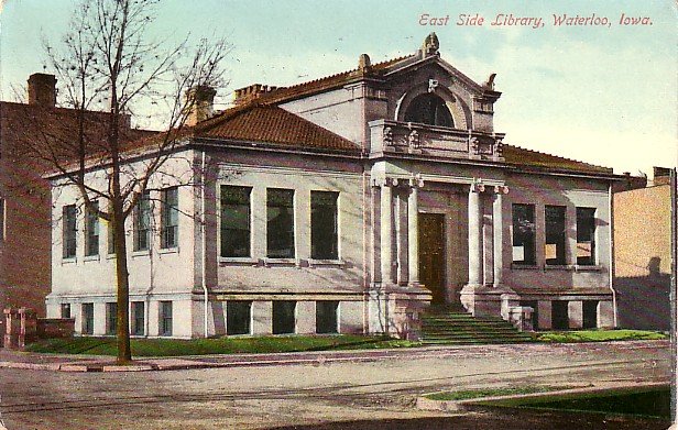 East Side Library in Waterloo Iowa IA, 1910 Vintage Postcard - 3571
