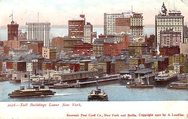 The Tall Buildings of Lower New York City, NY 1902 Vintage Postcard - 3586