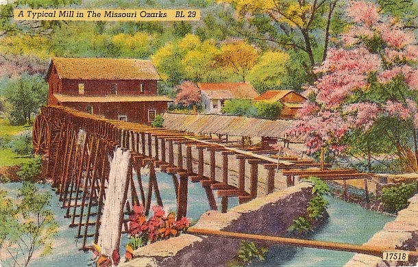 A Typical Mill in the Missouri Ozarks, Mid Century Linen Postcard - 3598