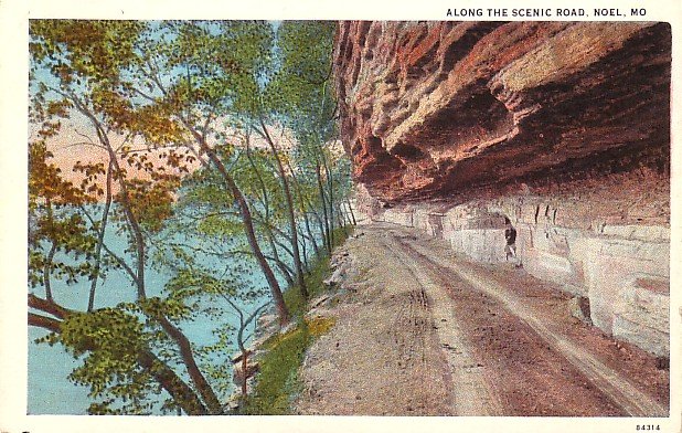 Along the Scenic Road in Noel Missouri MO, Curt Teich Vintage Postcard - 3599