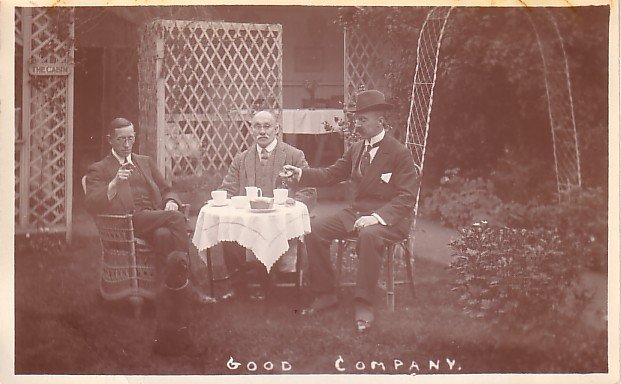 Good Company, Enjoying Tea Alfresco Real Photo Post Card - 3616