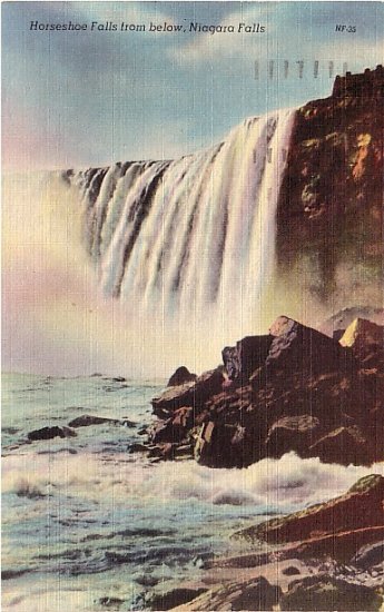 Horseshoe Falls from Below, Niagara Falls 1948 Linen Postcard - 3656