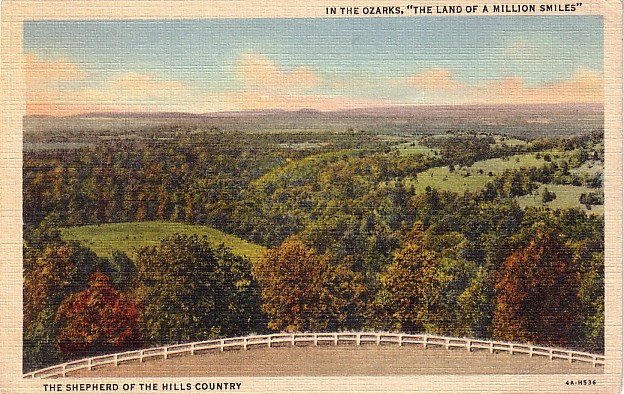 Valley View of the Ozarks in Missouri MO, 1934 Curt Teich Linen Postcard - 3679