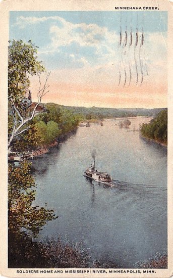 Soldiers Home and Mississippi River in Minneapolis Minnesota MN, Vintage Postcard - 3695