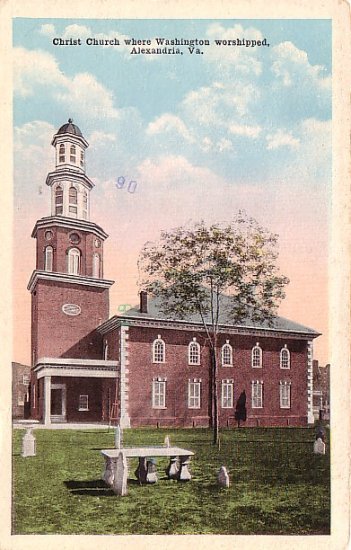 Christ Church where Washington Worshipped in Alexandria, Virginia VA Vintage Postcard - 3696