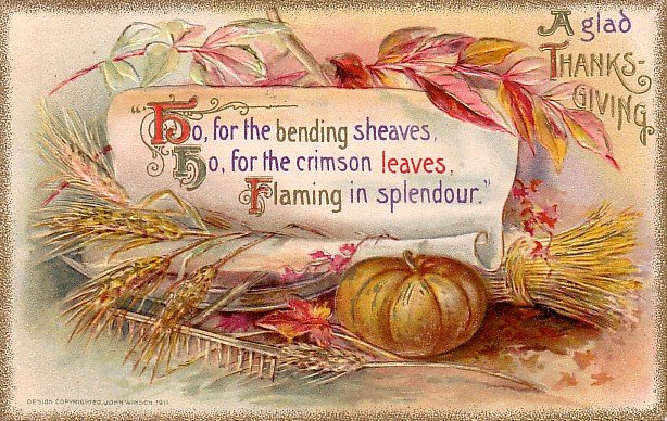 John O. Winsch Thanksgiving 1911 Vintage Postcard - 3701