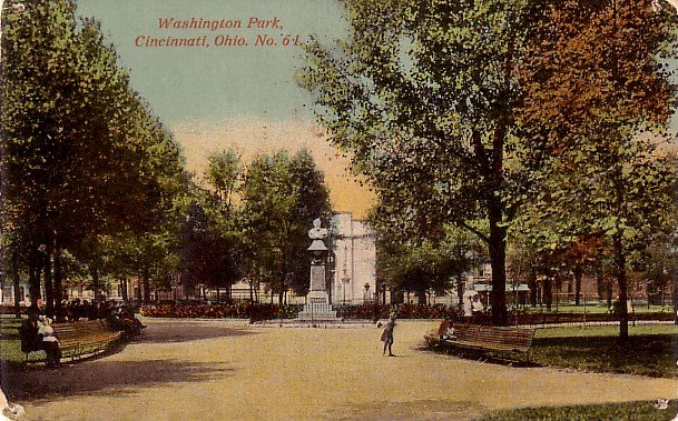 Washington Park in Cincinnati, Ohio OH Vintage Postcard - 3758