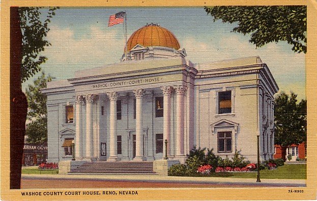 Washoe County Court House in Reno Nevada NV 1937 Curt Teich Linen Postcard - 3760