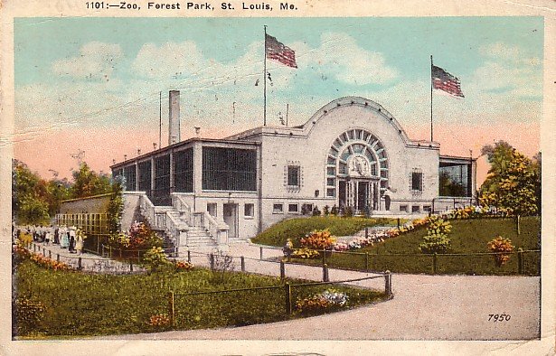 Forest Park Zoo in St. Louis, Missouri MO 1923 Vintage Postcard - 3836