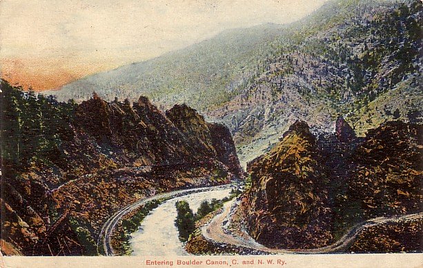 Entering Boulder Canon C. and N.W. Railway in Colorado CO 1907 Vintage Postcard - 3864