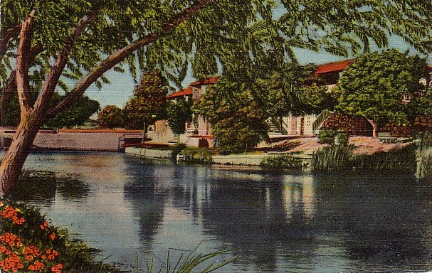 Comanche Springs in Fort Stockton Texas TX Linen Postcard - 3879