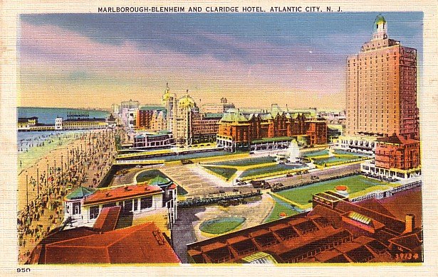 Marlborough Blenheim and Claridge Hotel in Atlantic City New Jersey NJ Linen Postcard - 3882