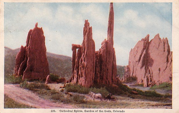 Cathedral Spires, Garden of the Gods, Colorado CO Vintage Postcard - 3920