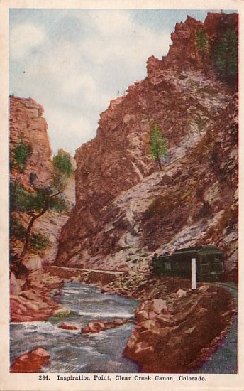Inspiration Point, Clear Creek Canon Colorado CO Vintage Postcard - 3922