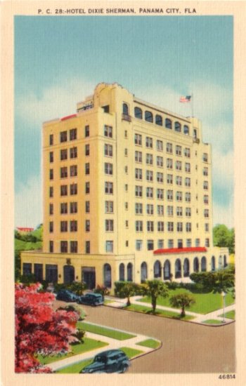 Hotel Dixie Sherman in Panama City Florida FL, Linen Postcard - 3130