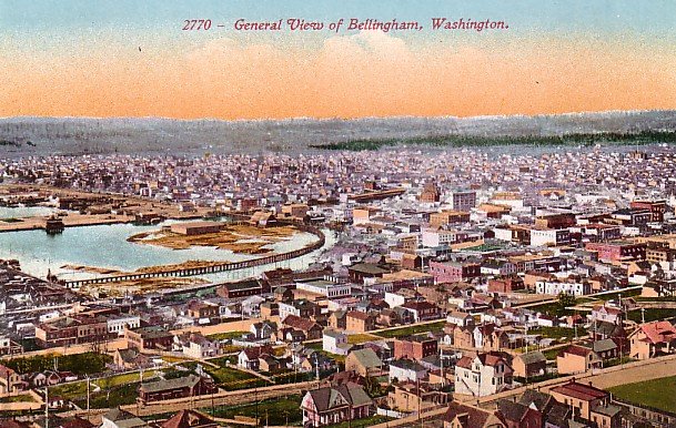 View of Bellingham Washington WA, Edward H Mitchell 1910 Vintage ...