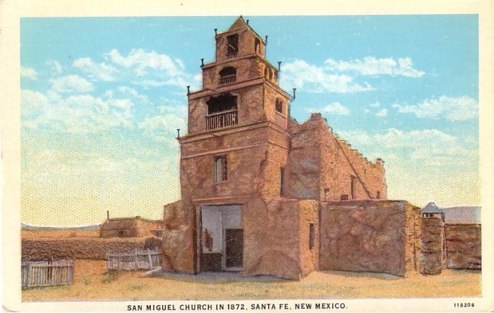 San Miguel Church In Santa Fe New Mexico NM Vintage Postcard 4064